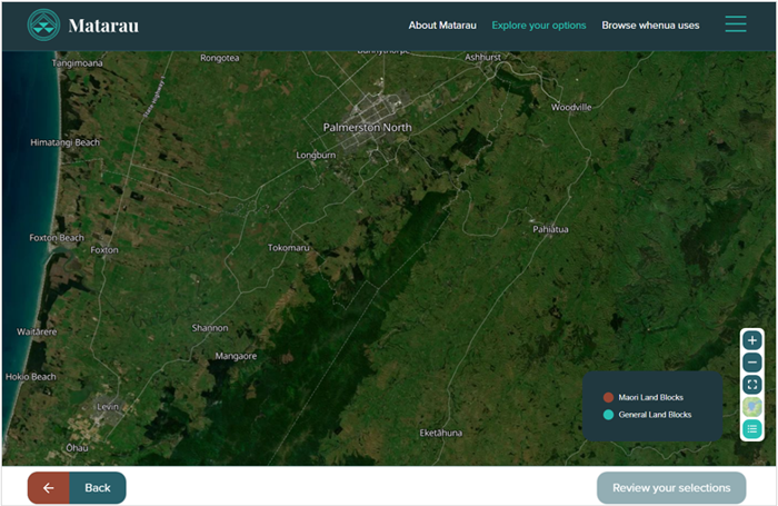 Screenshot of map showing part of Aotearoa