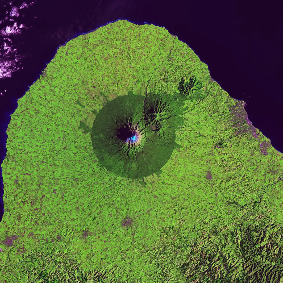 Green grass fields of Taranaki aerial shot during daytime